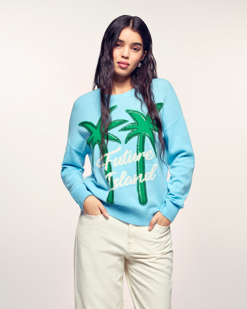 Palm Tree Motif Crewneck Sweater – FROM FUTURE
